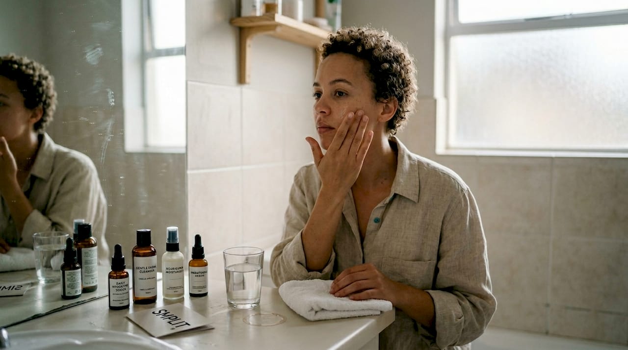 Woman layering skincare for hydration