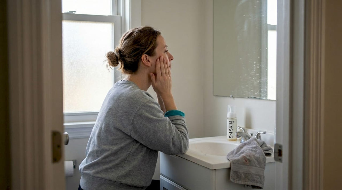 Woman practicing minimalist skin care routine